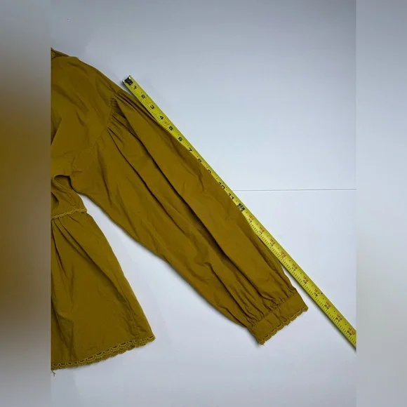 Calligraphie Boho Mustard Lace Trim Tie Front Blouse Size L - Picture 13 of 14